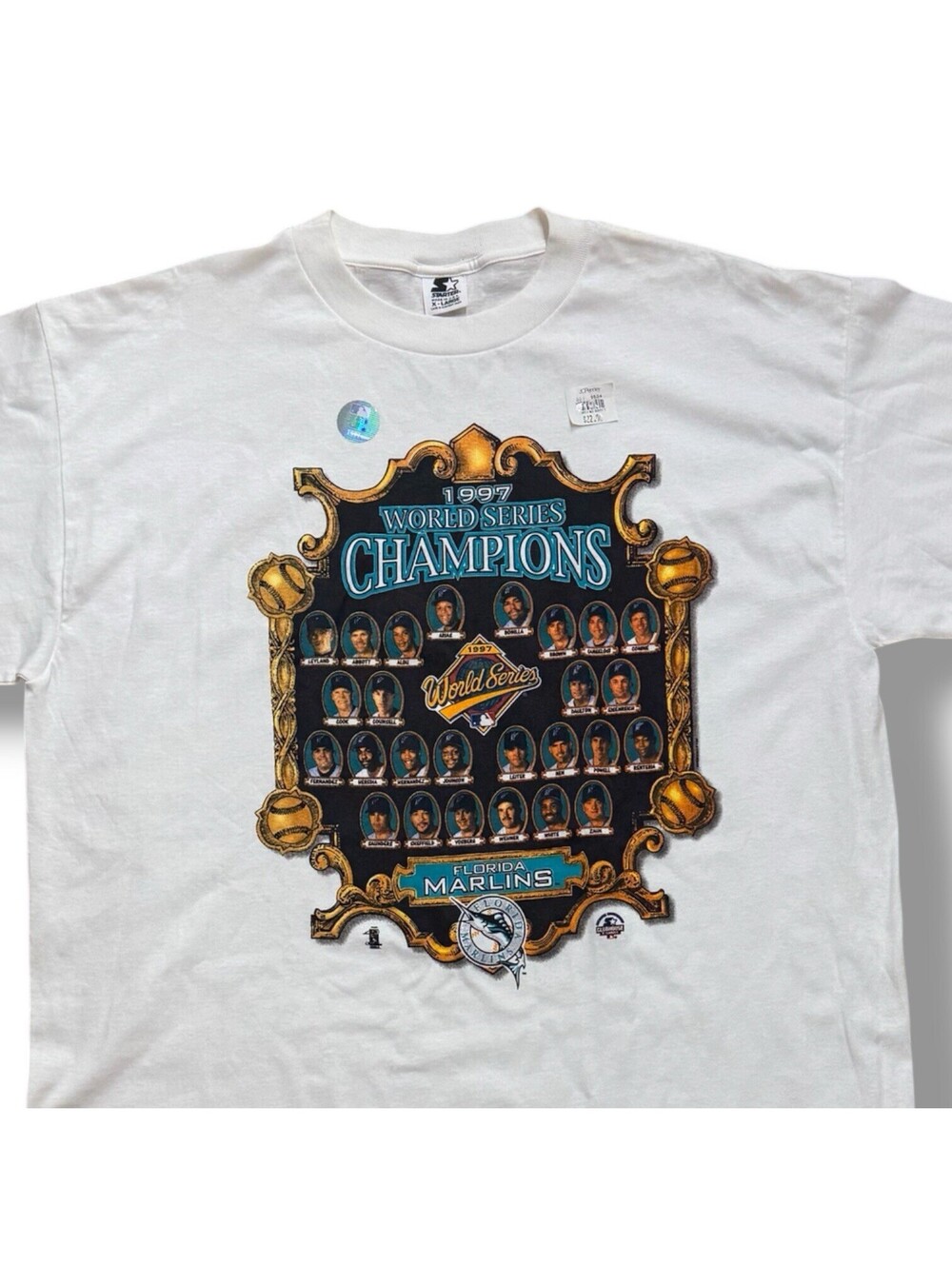 Vintage 1997 Florida Marlins World Series Champions Starter T Shirt XL USA NWT